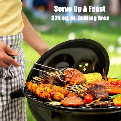 DOIT Charcoal Grills, 18.5” Portable BBQ Kettle Grill with Wheels for Outdoor Cooking Barbecue Camping-Heavy Duty Coal Grills with Thickened Grilling Bowl for Patio Backyard Park