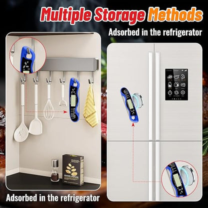Meat Thermometer Digital, IP67 Waterproof Food Thermometer for Cooking | Backlight, Hold Function, Magnet, IP67 Waterproof, LED screen, for Kitchen, Grill, BBQ, Beef, Candy, Turkey