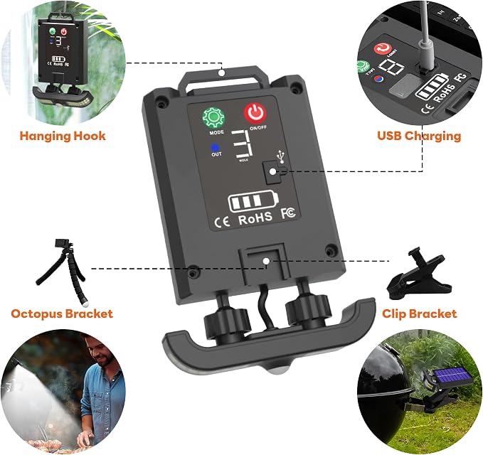 Grill Light for Blackstone Griddle & Weber Grill, Octopus Rechargeable Solar Powered BBQ LED Light with Motion Sensor for Outdoor, Grilling Accessories for Camping, Gifts for Men Husband Dad