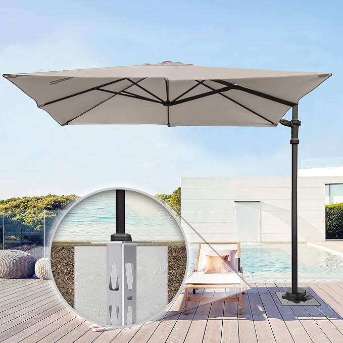 Dolibest Heavy Duty In-Ground Umbrella Base, Universal Steel Rustproof Steel Ground Umbrella Stand, Space-Saver Steel Anchor for Outdoor Offset Cantilever and Middle Pole Patio Umbrellas