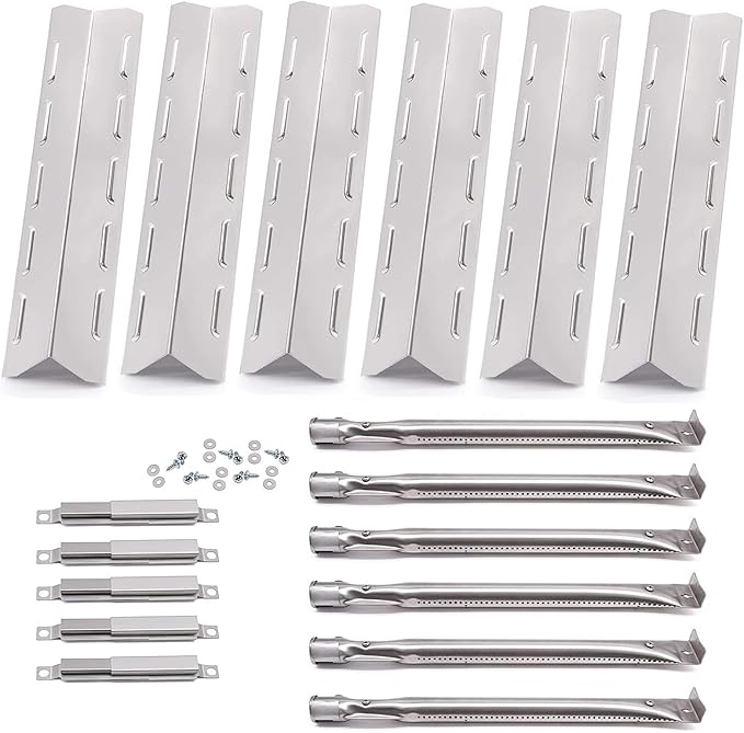 Hiorucet Grill Replacement Parts for Kenmore 6 Burner 146.23681310 146.47223610 146.23766310 Gas Grill Models. Stainless Steel Grill Burner Tubes, Heat Plates, Carryover Tubes Replacement Kit.