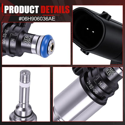 Fuel Injectors Set of 8 Compatible with Audi Q3 Q5 A3 A4 A5 A6 TT TTS Quattro 2.0L Replacement for Volkswagen Golf Amarok GTI Eos Beetle Jetta Passat Replace 06H906036AE