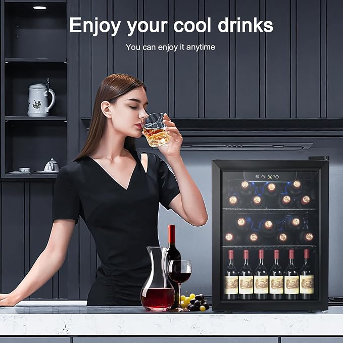 Antarctic Star Mini Fridge 68 Can Beverage Refrigerator Cooler with Glass Door,Adjustable Shelves & Digital Temperature for Soda Beer or beverage cooler for Home, Office Bar 1.7cu.ft