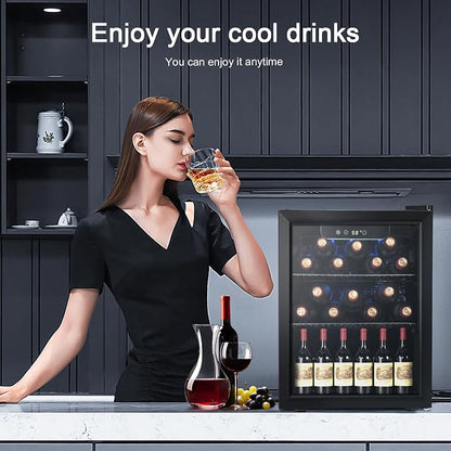 Antarctic Star Mini Fridge 68 Can Beverage Refrigerator Cooler with Glass Door,Adjustable Shelves & Digital Temperature for Soda Beer or beverage cooler for Home, Office Bar 1.7cu.ft