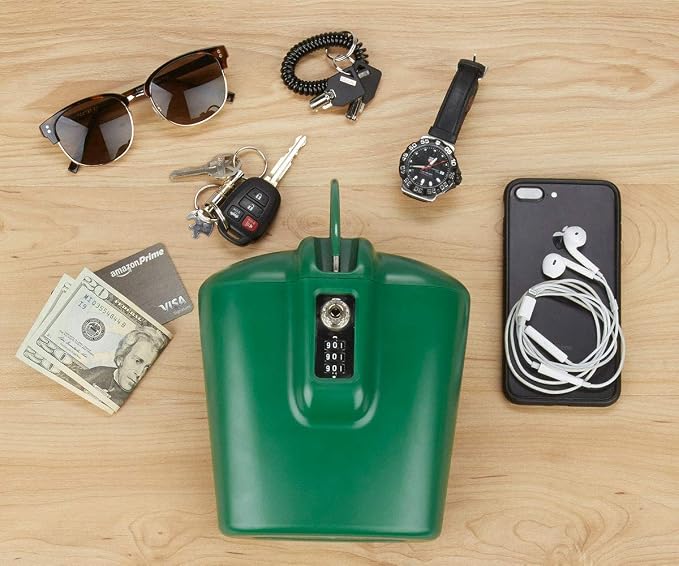 SAFEGO Portable Indoor/Outdoor Lock Box Safe with Key and Combination Access (Green)