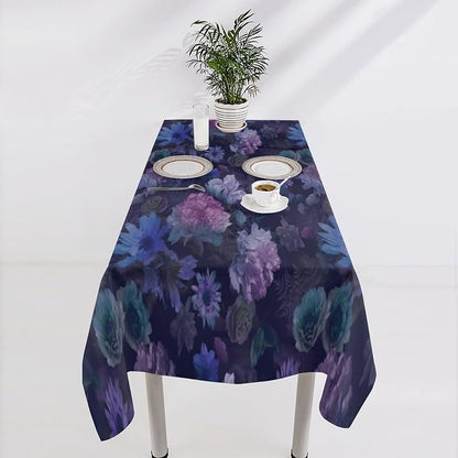 Vintage Flower Tablecloth, Gothic Garden Dark Florals Rustic Roses Boho Botanical Plant Water Resistant Wipeable Table Cover for Picnic Party Holiday Kitchen Dinner Table 60"x110"