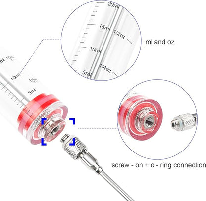 Meat Injector Kit,Plastic Marinade Injector Syringe with Screw-on Meat Needle,Turkey Injector for Beef Chicken Grill Cooking