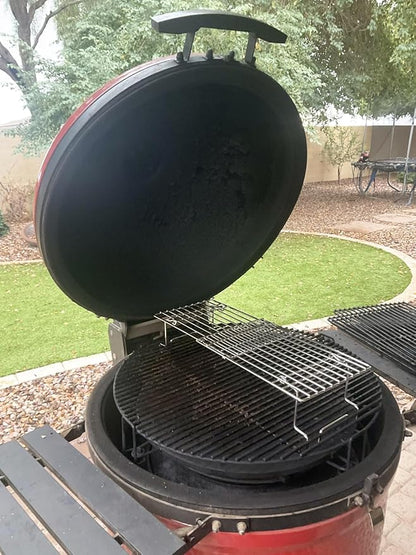 BBQ Future Universal Adjustable Warming Rack for Grills, Folding Stainless Steel Upper Rack for Pit Boss Traeger Pellet Smoker Weber Charbroil Gas Grill Blackstone Griddle & More, Dishwasher Safe