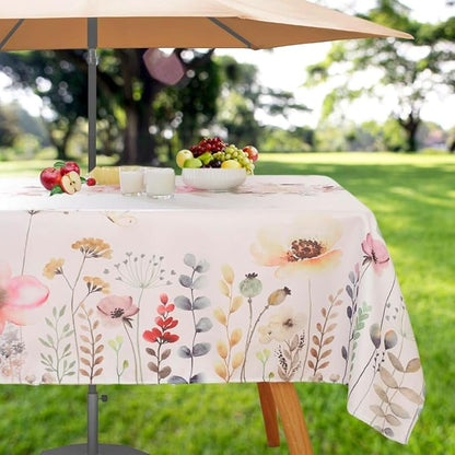 Honellaty Outdoor Tablecloth with Umbrella Hole and Zipper, 60 x 120 Inch | Easy-Install Rectangular Patio Table Cover, Spill-Resistant Washable Polyester for Outdoor Dining and Garden Parties