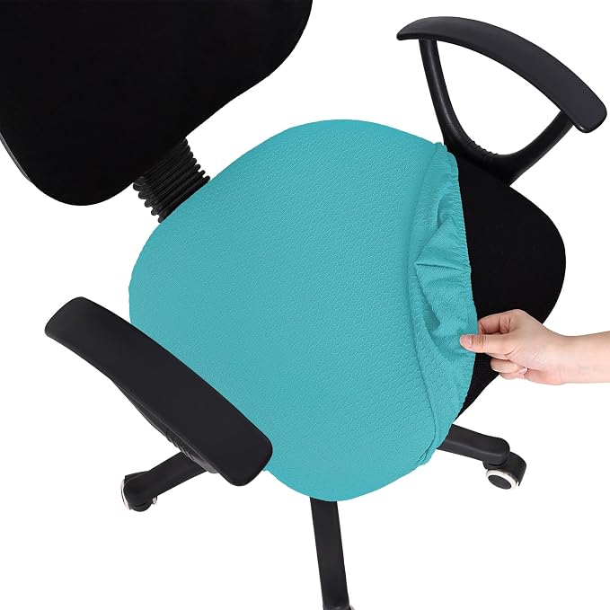 Smiry Office Computer Chair Seat Covers for Desk, Anti-dust Protector | Stretch Jacquard Removable Washable Desk Chair Seat Cushion Protectors, Aqua