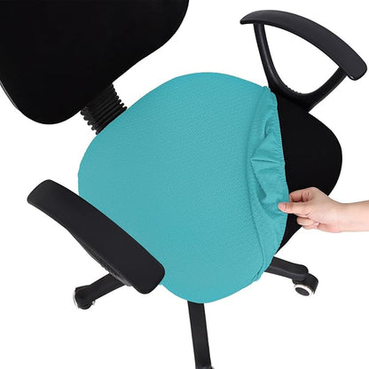 Smiry Office Computer Chair Seat Covers for Desk, Anti-dust Protector | Stretch Jacquard Removable Washable Desk Chair Seat Cushion Protectors, Aqua