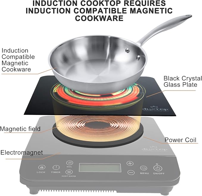 Duxtop Portable Induction Cooktop, Countertop Burner Induction Hot Plate with LCD Sensor Touch 1800 Watts, Black 9610LS BT-200DZ (Pack of 3)