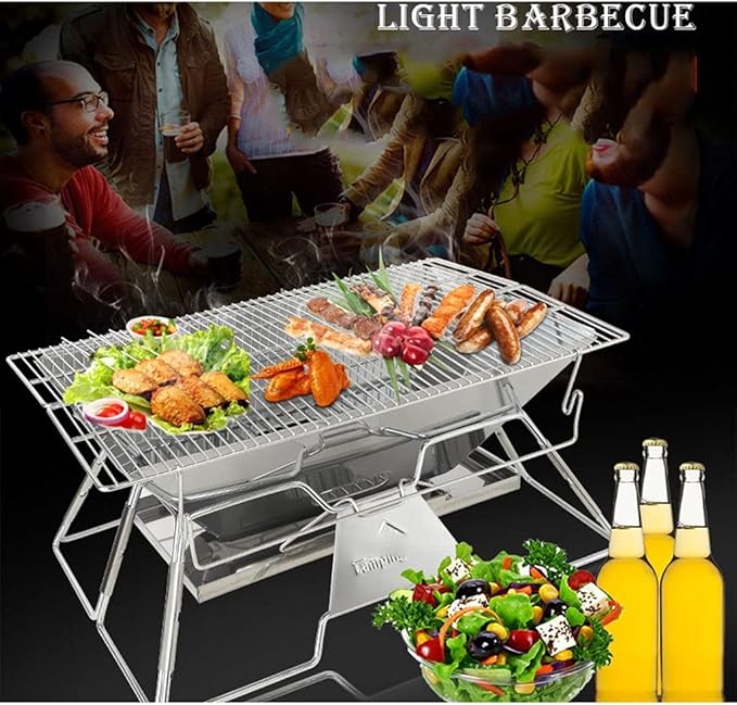 YYDS Charcoal Grill Stainless Steel Barbecue Rack Can Be Foldable and Adjustable Charcoal Rack Suitable for Outdoor Campers and Barbecue Lovers BBQ Grill (Color : A)
