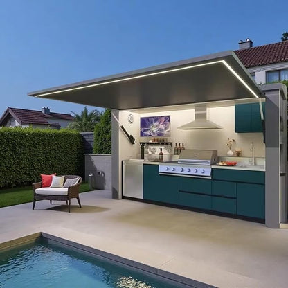 Multi-Size Prefab Outdoor Kitchen Suite - Bespoke Configurations & Layouts - Modern Stainless Steel BBQ Island for Luxury Living