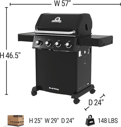 Broil King, 865057, Crown 410, Natural Gas (NG), 4-Burner, Black-410