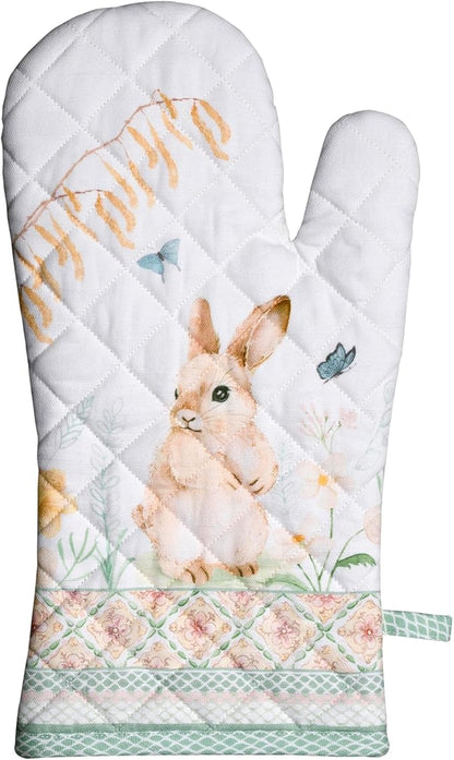 Maison d'Hermine Oven Gloves 100% Cotton Oven Mitt 7" x 13" with Loop Heat Resistant BBQ Cooking Gloves Baking Grilling Kitchen Hotel Home Farmhouse Spring Summer (Pack of 1, Easter Dew)