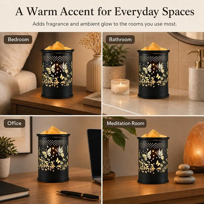 Butterfly Wax Warmer Metal Wax melt Warmer Electirc Candle Wax Burner | Electric Wax Melts Wax Cubes Black Candle Lamp for Home Office Decor,Wax Burner as Gifts for Mom Grandma Women Girls