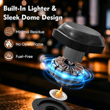 Electric Cocktail Smoker Kit with Unique Charred Wooden Glasses, Whiskey Smoker Kit with 6 Flavors Wood Chips, Instant Smoke Output – Ideal Gift for Cocktail & Whiskey Lovers