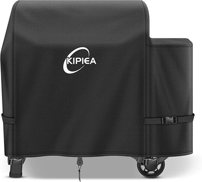 Kipiea 600D Heavy Duty Pellet Grill Cover for Weber Searwood XL 600 & Smoque XL, Waterproof Wood Pellet Smoker Cover with Windproof Buckles, UV Resistant, No Tear, No Fading