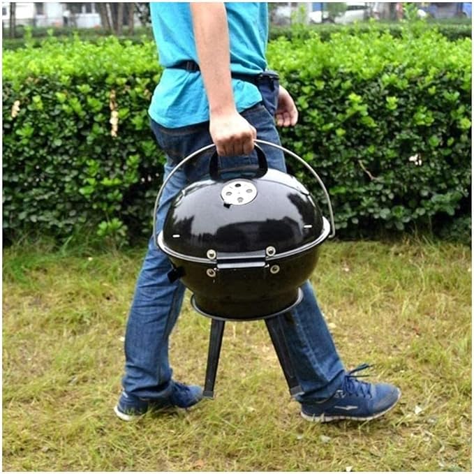 Portable Charcoal Grill Portable Round Charcoal Grill with Plated Steel Grates Stainless Steel Outdoor Folding Barbecue Grill Tools BBQ Grill for Outdoor