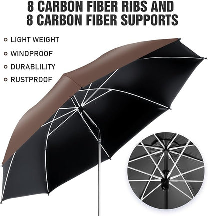 2 PACK Beach Umbrella with Clamp, 360 ° Adjustable Umbrellas for Chair, UPF50+ Umbrella for Beach Chair, Patio Chair, Wheelchair, Camping Chair, Golf Carts (Chair Not Included)
