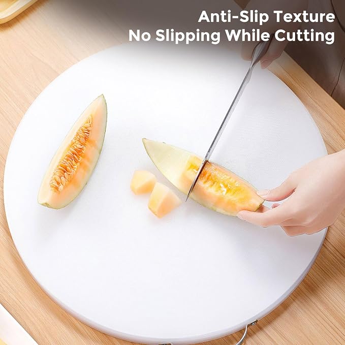 15" Round Plastic Cutting Board, 3" Extra Thick Commercial Grade Butcher Board, Food-Grade PE Chopping Block for Meat Cutting, Butchering, BBQ Prep & Restaurant Kitchen Use