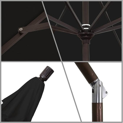 California Umbrella 11Ft Premium Patio Umbrella, Hand-Crank, Tilt-Collar, Bronze Frame, Solution Dyed Black Fabric