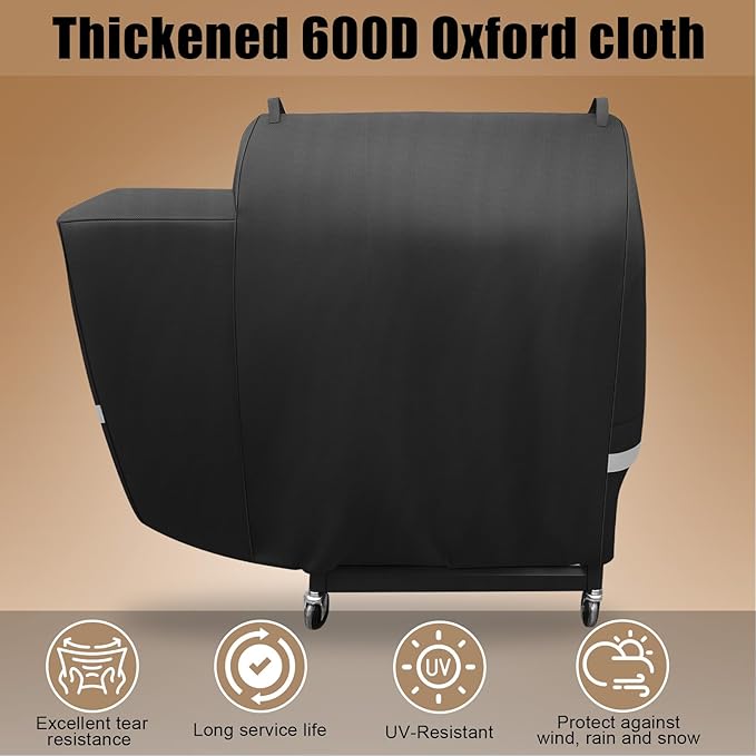 Grill Cover for Rec Tec RT-590, Recteq Deck Boss 590/800 Wood Pellet Grill - Heavy Duty Waterproof Fade Resistant Outdoor Smoker Cover with Elastic Drawstring for Rectec RT-590 Grill Accessories