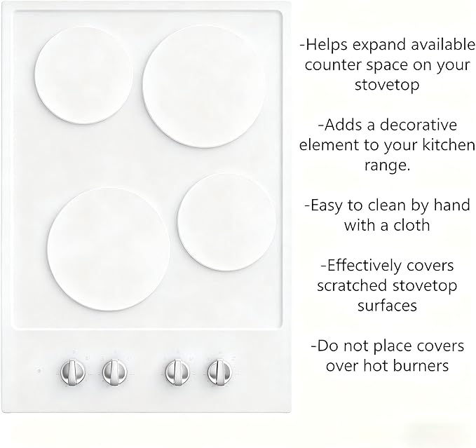 Ritadeshop Burner Covers for Electric Stove (White, Round 8/10'')