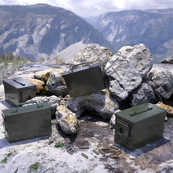 PATRON 30 & 50 Cal Ammo Can Metal Ammo Box Storage Crate Case for Shotgun Bullet Rifle Ammunition Waterproof (Black or Green)