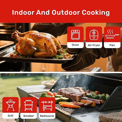 Wireless Bluetooth Meat Thermometer Digital, Standalone Base, WiFi Unlimited Range, AI guided cooking, 6 Sensors with ± 0.18°F Accuracy, 2 Probes for Kitchen, BBQ, Grill, Oven, Smoker (X Pro)