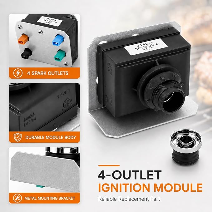 GRISUN 7629 Igniter Kit for Weber Genesis E-330 S-330 Grill 2011 Newer | Electronic igniter replacement for Weber part 65946,fits Genesis 300 series 2011-newer front control panel