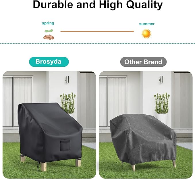2 Pack Outdoor Patio Chair Covers Waterproof 30"Wx27"Dx36"H, Black | Patio Furniture Covers Protect from Rain, Dust & UV; Heavy-Duty Oxford Fits Lounge, Deep Seat & High Back Chairs on Lawns