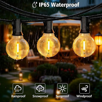 100FT G40 LED Smart String Lights App Controlled with Romote for Outside | Outdoor Patio Lights Connectable with 40+2 Shatterproof LED Bulbs, Outdoor String Lights Timer for Backyard Balcony Garden