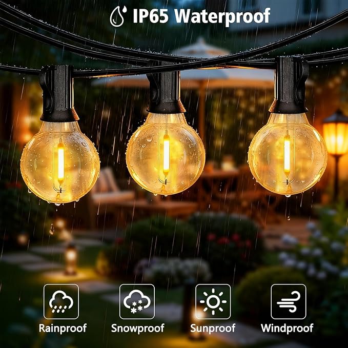 200FT G40 LED Smart Outdoor String Lights with APP Control for Patio | Hanging String Lights for Outside with 84 Shatterproof Bulbs, Patio Lights for Balcony Apartments Backyard, Bistro, Porch