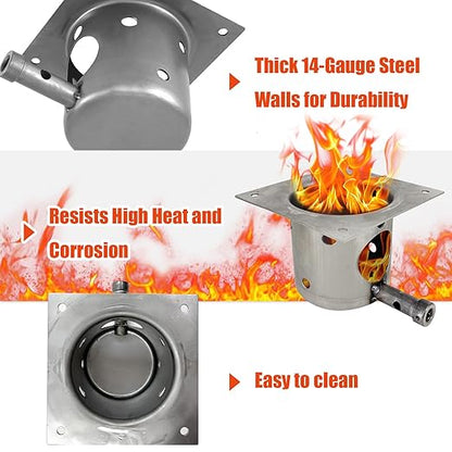 Replacement Fire Pot Burn Pot and Hot Rod Ignitor Kit with Screws and Fuse for Traeger, Pit Boss, Camp Chef, Z-Grills Wood Pellet Grill & Smoker – Heavy Duty 7-Hole Firepot Combo Assembly Parts