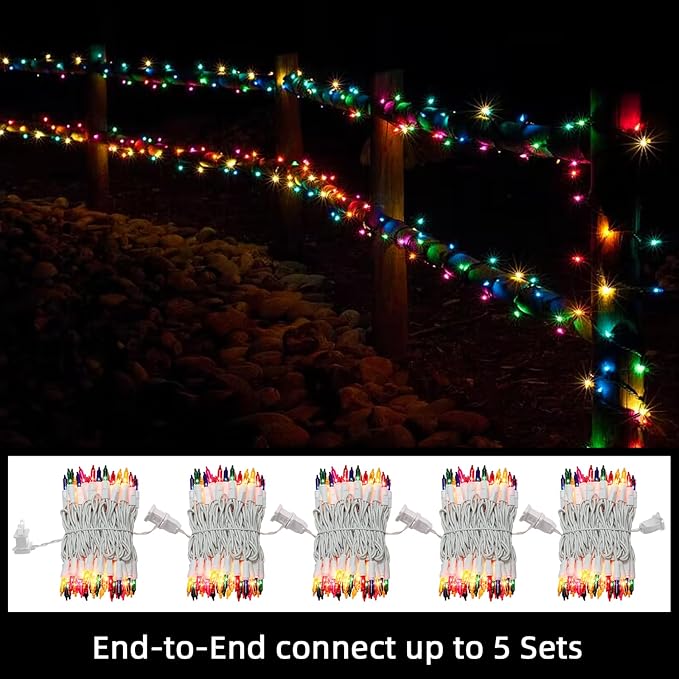 LAMPHOME Multicolor Christmas String Lights, 20FT 100 Count Incandescent Connectable Christmas Mini Lights, Waterproof Easter Decorations for Indoor Outdoor Patio Party Home Garden Yard Decor