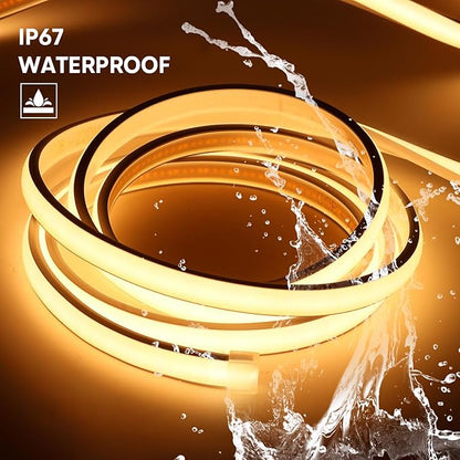 AC 110V Outdoor COB LED Strip Lights Waterproof IP67 9.84ft Bright LED Light Strip 3 Meters Cuttable LED Lights with US Plug Warm White 3000K for Bedroom Kitchen Cabinets