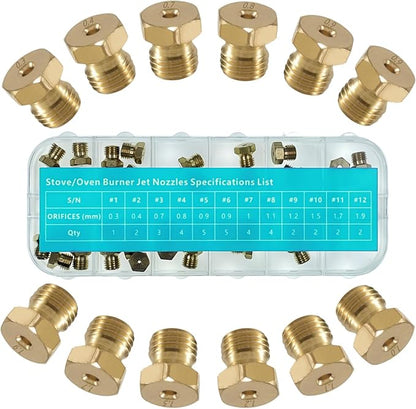 36 Pcs Propane Orifice Kit,Propane Lp Natural Gas Brass Jet Burner Nozzle Replacement Parts M6x0.75 mm Gas Spray Tip 0.3/0.4/0/7/0.8/0.9/1.0/1.1/1.2/1.5/1.7/1.9mm