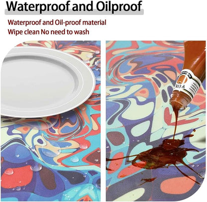 opstellen Waterproof Fitted Round Tablecloth Boho Table Cloth Summer Fall Outdoor Circle Cover for 48 Inch 45-54" Table Dining Kitchen Apartment Essentials Picnic Camping Party Decor Housewarming Gift