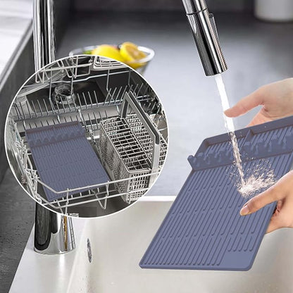 3 in 1 Grill Side Shelf Mat,Silicone Large Non-slip Grill Tool Mat for Blackstone,Utensil Rest with Drip Pad for Flat Top Grill Accessories, Outdoor Grill Utensils Holder for BBQ,Gray