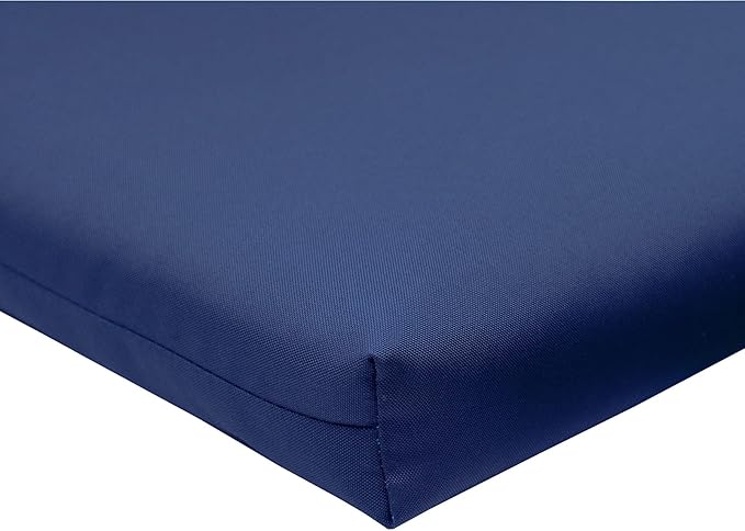 QILLOWAY Outdoor Indoor Chair Pads,Seat Cushions, Square Foam Dining Chair Patio Cushion Set of 4, All Weather, 17" Lx17 Wx3 D (Navy)