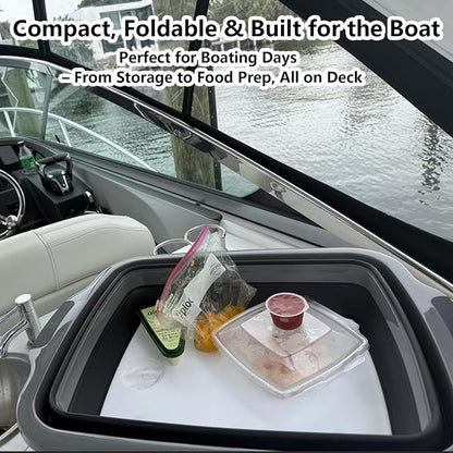 (30L/ 8 Gal) XXL BBQ Prep Tub Collapsible with Cutting Board & Lid Large Capacity 66 bl,Meat Marinating Basin,Bus Tub,Grill Prep Container,Suitable for Kitchen and Outdoor Organization Storage