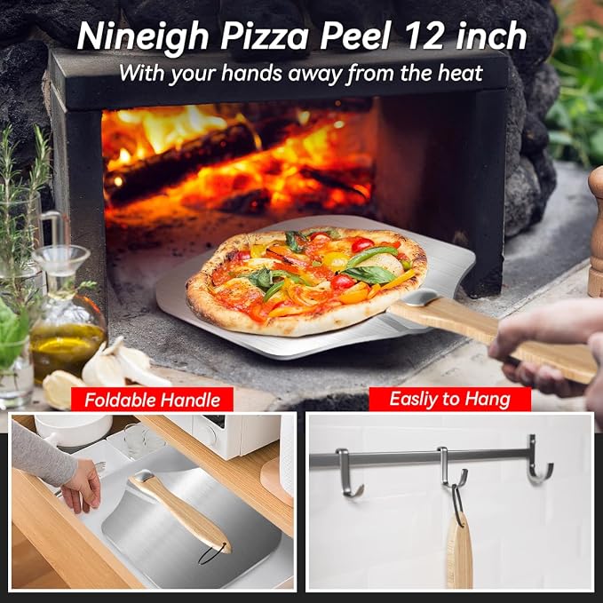 Gyreuni 20''Pizza Stone for Oven and Grill with Pizza Peel, Brush,Cutter | 20inch Large baking stone for ovens and grills, distributes heat evenly to create crispy crust.for family meals,backyard BBQ