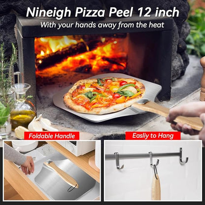 Gyreuni 20''Pizza Stone for Oven and Grill with Pizza Peel, Brush,Cutter | 20inch Large baking stone for ovens and grills, distributes heat evenly to create crispy crust.for family meals,backyard BBQ