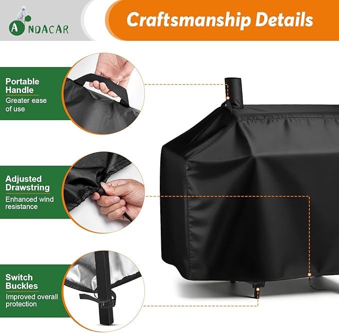 Charcoal Grill Cover for Royal-Gourme-t CC1830W 30-Inch Charcoal Grill, Smoker Grill Cover for CC1830SC 30-Inch Outdoor Grill Waterproof BBQ Grill Cover - 54" L×29" W×45" H, Black