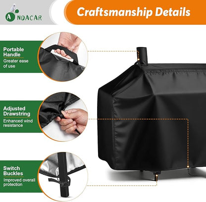 Charcoal Grill Cover for Royal-Gourme-t CC1830W 30-Inch Charcoal Grill, Smoker Grill Cover for CC1830SC 30-Inch Outdoor Grill Waterproof BBQ Grill Cover - 54" L×29" W×45" H, Black