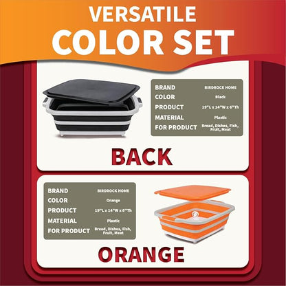 Collapsible BBQ Prep Tub with Cutting Board Lid (8L) - Extra Large Meat Marinating Container & Marinade Tray for Grilling, Smoker, Brisket - Portable Camping Food Prep Station (Gray)