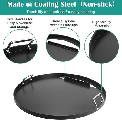 Full Size Griddle Inserts for Weber 22" Charcoal Grills, Flat Top Griddle for Weber 22" Original Kettle, Master-Touch and Performer Deluxe Charcoal Grill, Compatible Other 22 inch Round Grills