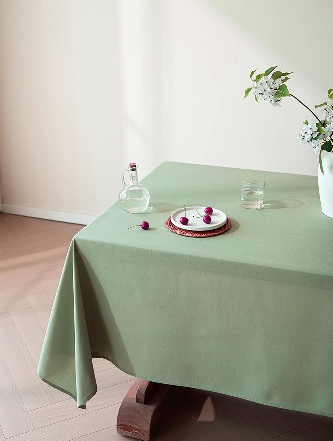 Sage Green Linen Table Cloths for Rectangle Tables Farmhouse Neutral Tablecloth Rectangular Kitchen Decoration Dining Table Cover Washable 60x144